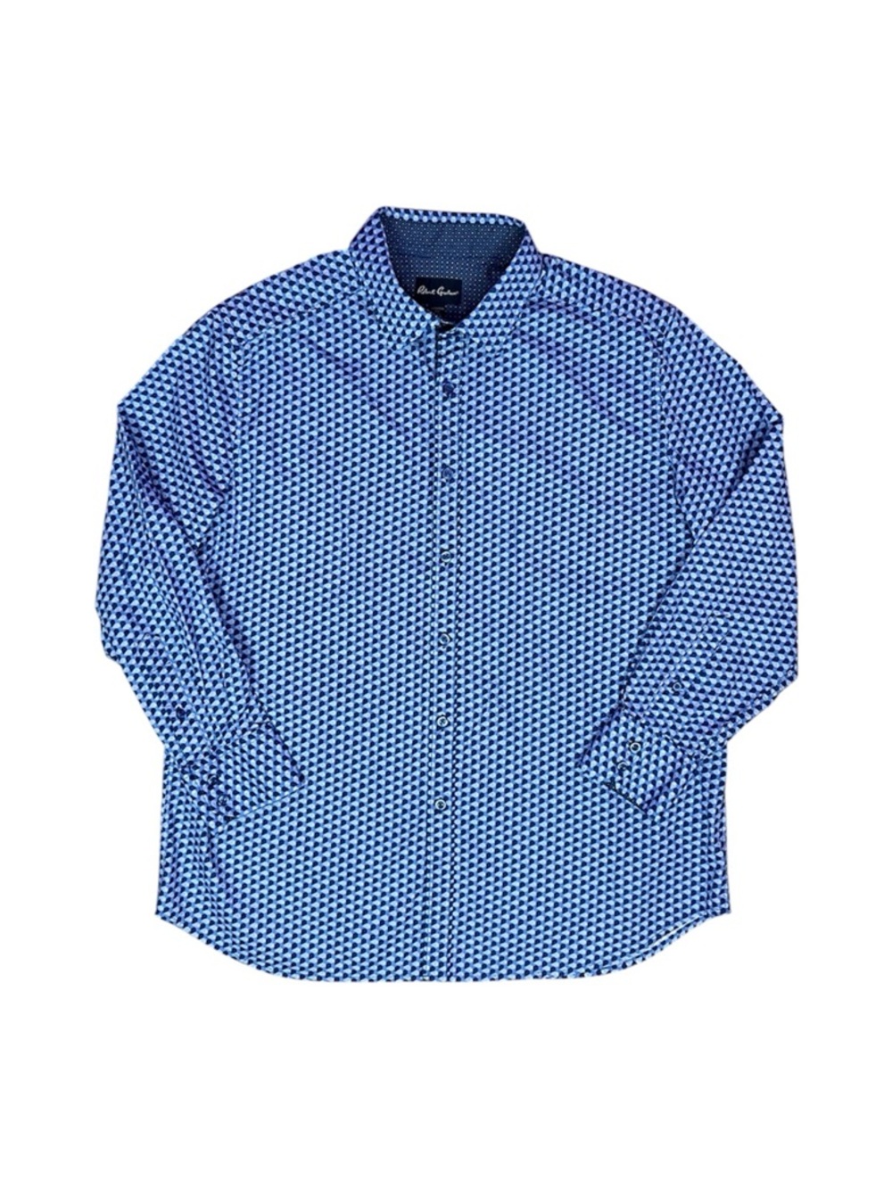 Robert Graham Geometric Print Button Down Shirt Blue Contrast Trim Men’s Large